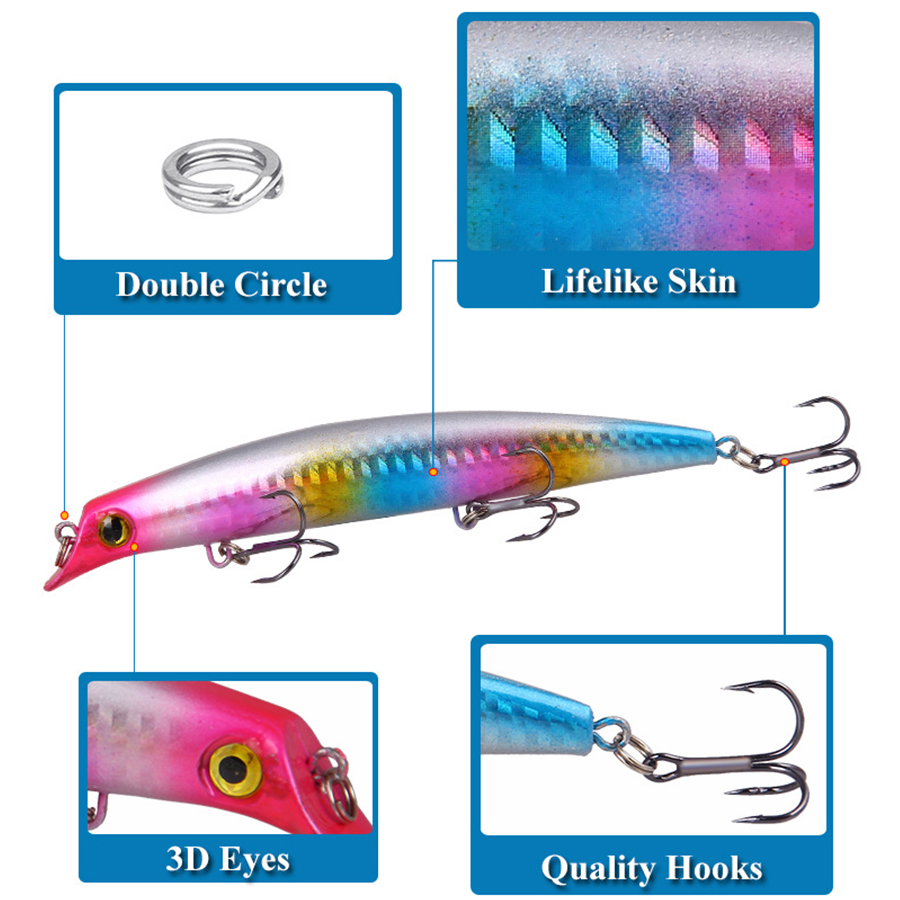 6 قطعة كرانكبيتس الصيد السحر ا - مراجعة Fishing Lure Crankbait وسعره
